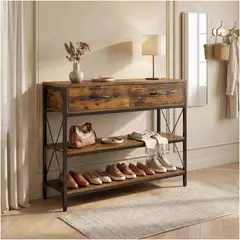 HOMER DESIGN - Mesa Lateral Arrimo 2 Cajones Multifuncional 100x30x81cm