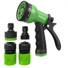 GENERICO - Kit Riego Jardín Pistola 7 Modos + Conectores Para Manguera