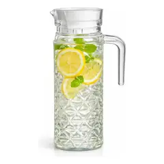 GENERICO - Jarra Vidrio 1100ml Vintage Diamante Tapa Plastica Asa Hogar Transparente diamante vidrio cristal