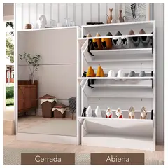GLOBAL LATIN GROUP - Zapatero Organizador Mueble Con Espejo 18 Pares y Cajones