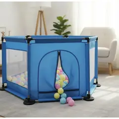 GENERICO - Corral Piscina De Pelotas Bebé Plegable Hexagonal Con Malla Azul