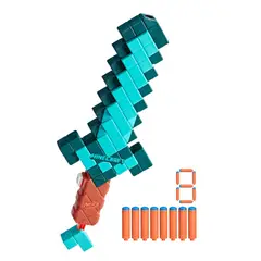 NERF - Lanzador Minecraft Espada Lanzadardos 8 Dardos