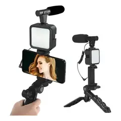 RAF - Kit De Influencer Luz Led Y Micrófono Trípode Estabilizador