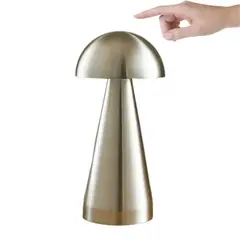 HOME NEAT - Lámpara De Mesa LED Regulable Forma De Hongo Metálico - Plateado