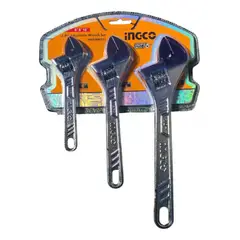 INGCO - Kit Set X 3 Llaves Ajustable Tipo Francesa HADWK031 Plateado