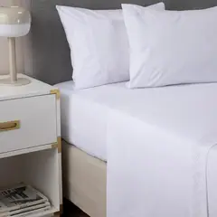 CASATUA - Sabanas 1800 Hotel Ultra Suaves Bordadas 2 Plazas - Blanco - 2 Plazas