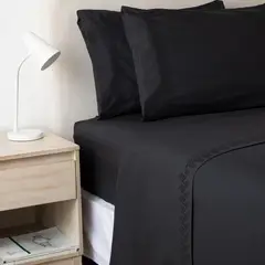 CASATUA - Sabanas 1800 Hotel Ultra Suaves Bordadas King - Negro - King