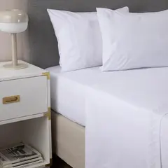 CASATUA - Sabanas 1800 Hotel Ultra Suaves Bordadas Super King - Blanco - Super King