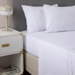 CASATUA - Sabanas 1800 Hotel Ultra Suaves Bordadas Super King - Crema - Super King