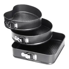 GENERICO - Set 3 Moldes para Hornear Torta Antiadherente Desmontable