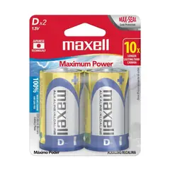 MAXELL - Pack 2 Pilas Alcalinas Tipo D Calefont y Linternas