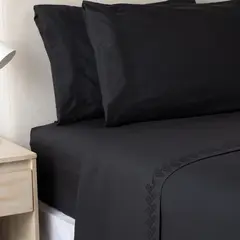 CASATUA - Sabanas 1800 Hotel Ultra Suaves Bordadas 1.5 Plazas - Negro - 1,5 Plazas