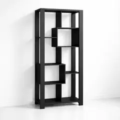 KLIK - Estantería Prisma Noir Librero Geométrico Moderno 39x80x180 - Negro