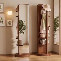 AIZO - Espejo de Pie Giratorio 360 Mueble Organizador Dormitorio