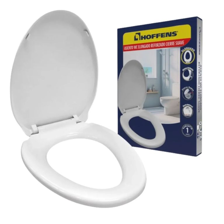 Asiento Wc Elongado Cierre Suave Reforzado Blanco