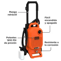 BLACK+DECKER - Hidrolavadora Alta Presión 1810 PSI 1700W BLACK+DECKER.