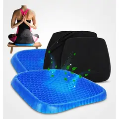 IRM - Cojin Pack 2 De Gel Silicona Ergonomico Tipo Panal Para Silla Oficina Auto Con Funda FIGOIMPORT