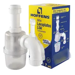 HOFFENS - Sifon Lavaplatos Loa Transparente Salida Curva 1 Media Y 1 Un Cuarto