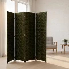 GENERICO - Biombo Divisor Ambientes 180cm Tela Plegable 4 Paneles Hogar Verde Profundo Moderno Decoracion