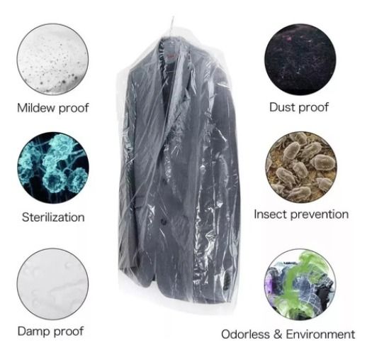 100 Bolsas Transparentes Fundas Para Ropa Trajes 60x90cm Transparente