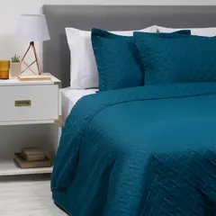 ZAHR - Cubrecama Liso King Azul