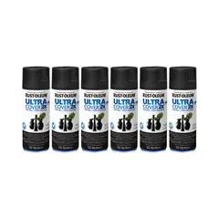 RUST-OLEUM - 6 Pack Pintura Ultra Cover 2X Multiuso Negro Cañón Satinado 700043