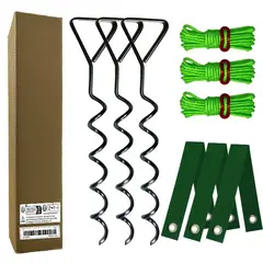 AIZO - Kit de Anclaje Espiral para Arboles y Jardin 9 Piezas