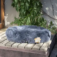 BUDDY'S PET SUPPLIES - Cama Antiestrés Ultrasuave Gris Perro Gato Mascota 70 cm Kiosclub
