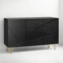 KLIK - Buffet Moderno LuxLine Negro con Patas Doradas