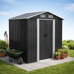 SPACE HOME - Bodega Jardín Metálica Exterior Acero 183x119x186 cm ventanillas de ventilación
