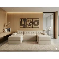 MUEBLES NEW - SOFA U SECCIONAL BEIGE LINO