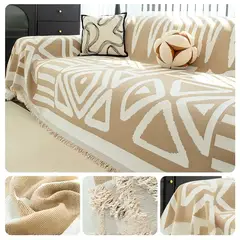 UMEXUS - Manta Cubresofá Frazada Premium De Living Dormitorio Sillon Claro Con Rayas