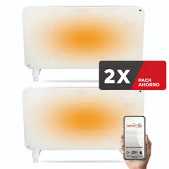 BETTERLIFE - Calefactor Eléctrico Mural De Cristal 2 UNIDADES 2000W WiFi