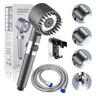 MOVI - CABEZAL DE DUCHA 4 EN 1 con Manguera Flexible