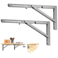 GENERICO - Kit 2 escuadra metalica abatible soporte plegable color plata