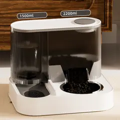 GENERICO - Dispensador Automatico Agua Y Comida Mascotas Perros Gatos 2 en 1 Blanco