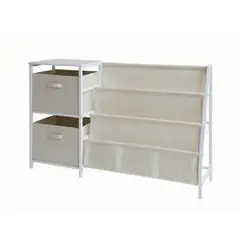 RELAN - Librero Biblioteca Infantil Runo Con Cajones y Estantes de Tela Blanco