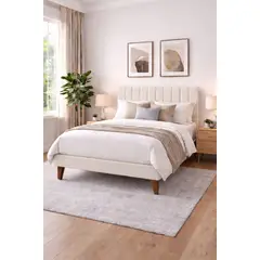 GENERICO - Cama Plaza y Media Turin Crudo Respaldo + Base + Colchon Mery Desing Excellence Plus