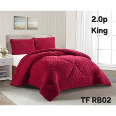 GENERICO - Cobertor de Invierno con Chiporro 2 Plazas Plumon Sherpa Color Burdeo Ondas