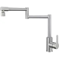 PUREPOWER - Grifo de cocina plegable giratorio de 360° grifo de cocina con brazo oscilante de doble articulación