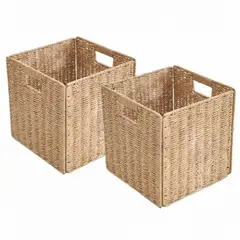 UMEXUS - Pack 2 Canasto Organizador Decorativo Mimbre beige Plegable