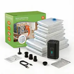 UMEXUS - Set 8 Bolsas Organizadoras Vacío + Bomba Inalámbrica USB-C 30W