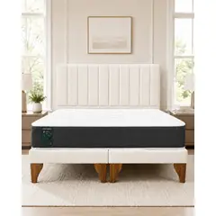 GENERICO - Cama 2 Plazas Completa Crudo- Base Europea + Colchón Excellense Plus 25CM + Respaldo Tapizado
