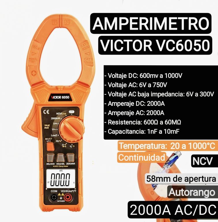 Amperimetro Autorango. 2000 Amperes AC-DC. Temperatura. NCV
