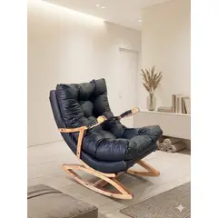 MUEBLES NEW - SILLA MECEDORA COQUETTE CON APOYA BRAZO NEGRO ECOCUERO