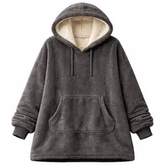 MOVI - Polerón Sherpa Oversize con Capucha Unisex Invierno - Color Negro