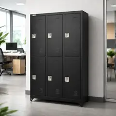 IGPRO - Locker 3 Cuerpos 6 Casilleros 183x90x40cm Color Negro