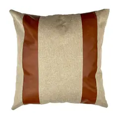 ELIZABETH PEPER - Cojin Decorativo Diseño Lino Cafe Ecocuero 45x45 Relleno