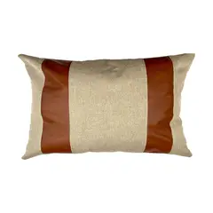 ELIZABETH PEPER - Cojin Decorativo Diseño Lino Cafe Ecocuero 50x30 Relleno