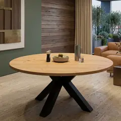 NSCOMPANY - Mesa comedor redonda Eclipse de 90 cm – Madera de pino